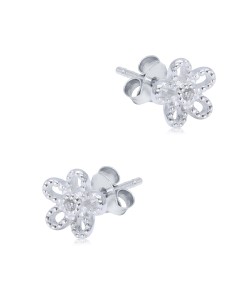 Beautiful Flower Crystal Silver Stud Earring STS-6463